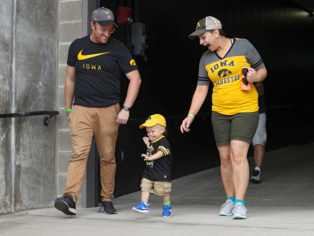 Junior Hawk Club members participate in the Swarm Experience during Kids Day at Kinnick Stadium in Iowa City on Saturday, Aug 10, 2019. (Stephen Mally/hawkeyesports.com)