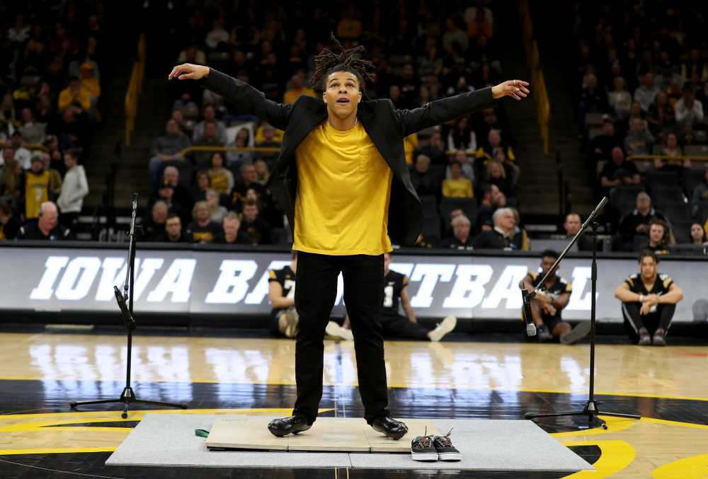 Snap Boogie performs at half-time of the Iowa Hawkeyes game against the Ohio State Buckeyes Thursday, February 20, 2020 at Carver-Hawkeye Arena. (Brian Ray/hawkeyesports.com)