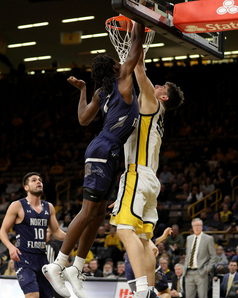 Iowa Hawkeyes forward Luka Garza (55) against North Florida Thursday, November 21, 2019 at Carver-Hawkeye Arena. (Brian Ray/hawkeyesports.com)