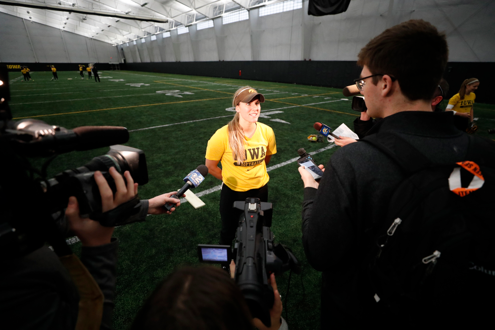 Iowa's Allie Wood answers questions during the team's annual media day Tuesday, January 30, 2018 at the Hawkeye Tennis and Recreation Complex. (Brian Ray/hawkeyesports.com)