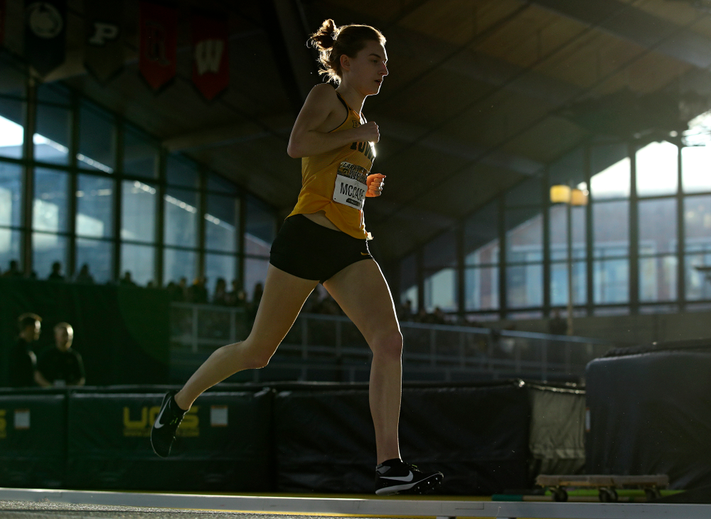 Iowa’s Grace McCabe runs the women’s 800 meter run premier event during the Larry Wieczorek Invitational at the Recreation Building in Iowa City on Saturday, January 18, 2020. (Stephen Mally/hawkeyesports.com)