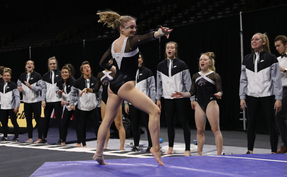 Iowa's Lauren Guerin competes on the floor against the Rutgers Scarlet Knights Saturday, January 26, 2019 at Carver-Hawkeye Arena. (Brian Ray/hawkeyesports.com)