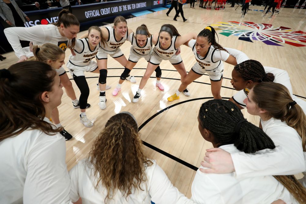The Iowa Hawkeyes against Ohio State in the quarterfinals of the Big Ten Basketball Tournament Friday, March 6, 2020 at Bankers Life Fieldhouse in Indianapolis. (Brian Ray/hawkeyesports.com)