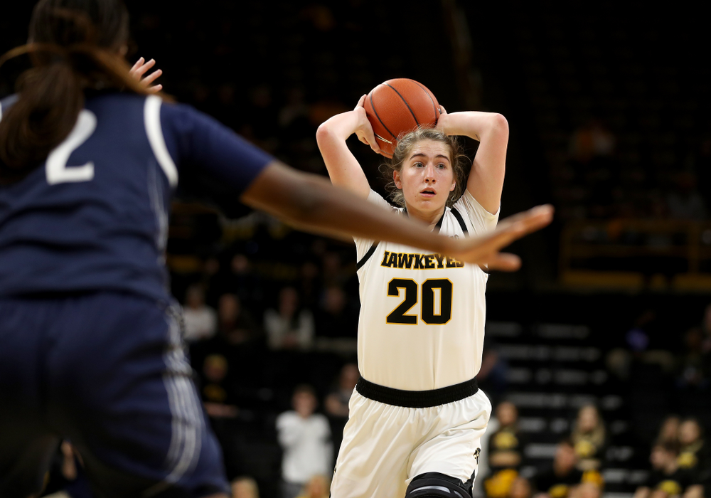 Iowa Hawkeyes guard Kate Martin (20) against Penn State Saturday, February 22, 2020 at Carver-Hawkeye Arena. (Brian Ray/hawkeyesports.com)