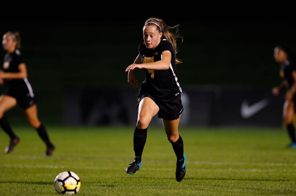 Iowa Hawkeyes Skylar Alward (7) against the Purdue Boilermakers Thursday, September 20, 2018 at the Iowa Soccer Complex. (Brian Ray/hawkeyesports.com)