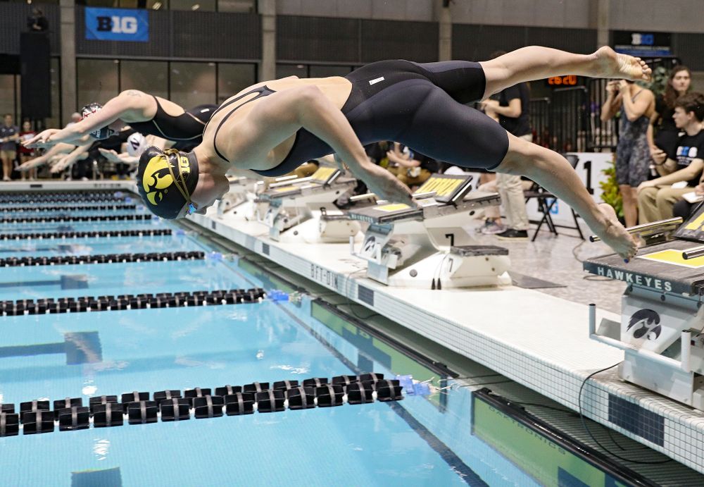 Iowa’s Aleksandra Olesiak swims the women’s 200 yard breaststroke C final event during the 2020 Women’s Big Ten Swimming and Diving Championships at the Campus Recreation and Wellness Center in Iowa City on Saturday, February 22, 2020. (Stephen Mally/hawkeyesports.com)