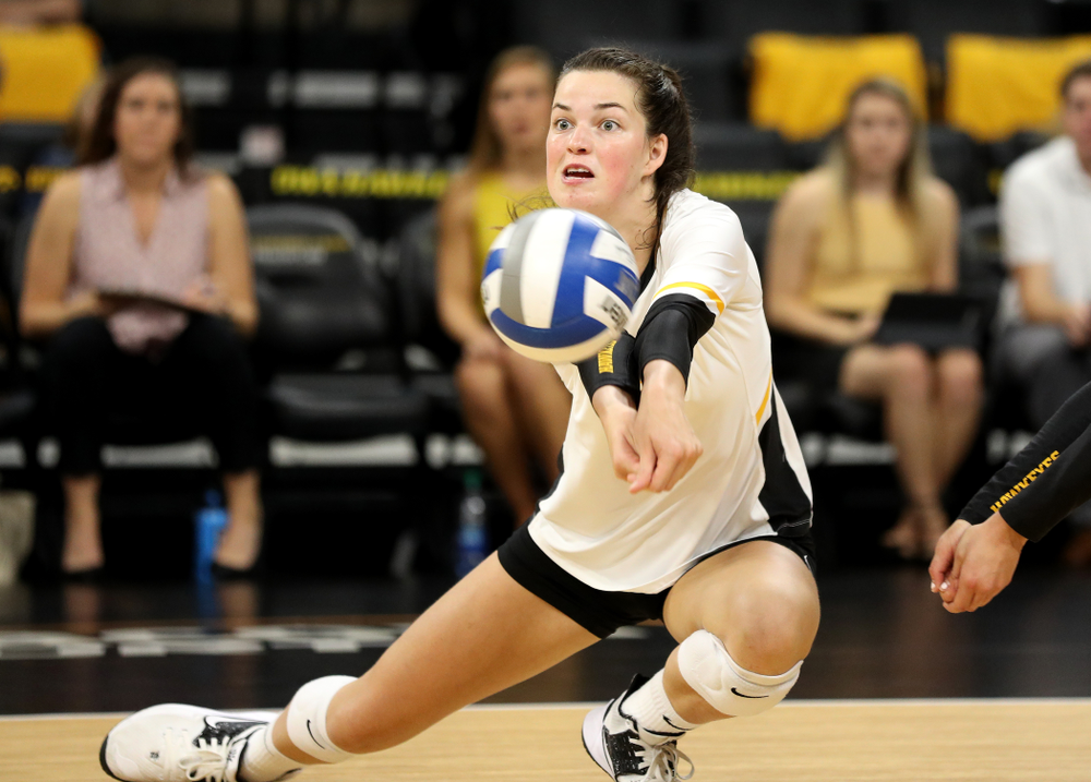 Iowa Hawkeyes setter Courtney Buzzerio (2) against the Minnesota Golden Gophers Wednesday, October 2, 2019 at Carver-Hawkeye Arena. (Brian Ray/hawkeyesports.com)