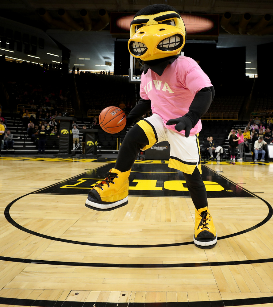 Herky The Hawk against the Wisconsin Badgers Sunday, February 16, 2020 at Carver-Hawkeye Arena. (Brian Ray/hawkeyesports.com)