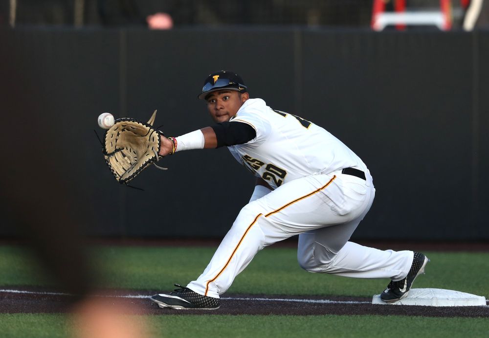Iowa Hawkeyes Izaya Fullard (20) during game one against UC Irvine Friday, May 3, 2019 at Duane Banks Field. (Brian Ray/hawkeyesports.com)