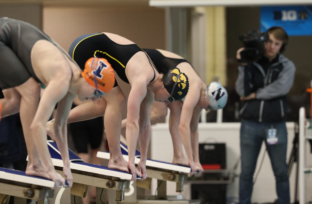 Iowa's Kelly McNamara swims the 50-yard freestyle during the 2019 Women's Big Ten Swimming and Diving meet Thursday, February 21, 2019 in Bloomington, Indiana. (Brian Ray/hawkeyesports.com)