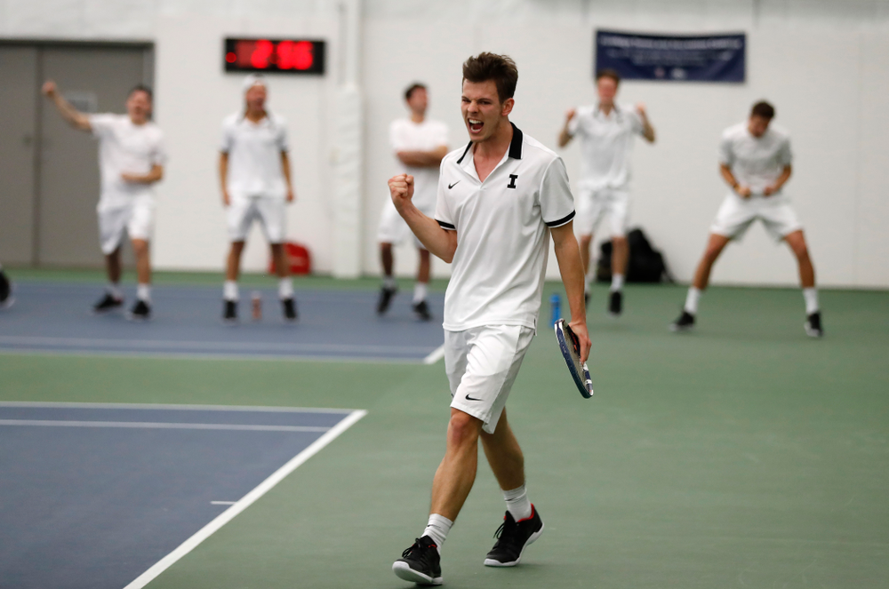 Piotr Smietana against Purdue Sunday, April 15, 2018 at the Hawkeye Tennis and Recreation Center. (Brian Ray/hawkeyesports.com)