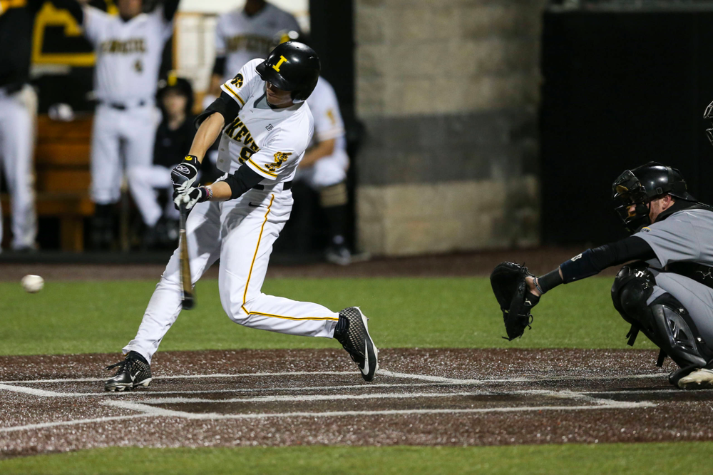Iowa outfielder Ben Norman at baseball vs Milwaukee on Tuesday, April 23, 2019 at Duane Banks Field. (Lily Smith/hawkeyesports.com)