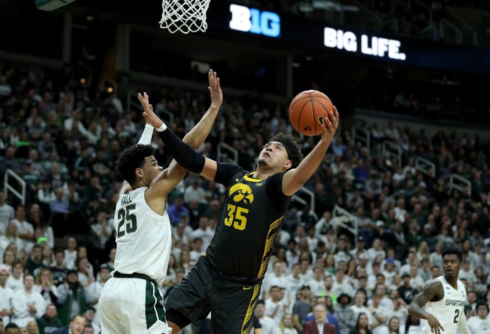 Iowa Hawkeyes forward Cordell Pemsl (35) against Michigan State Tuesday, February 25, 2020 at the Breslin Center in East Lansing, MI. (Brian Ray/hawkeyesports.com)
