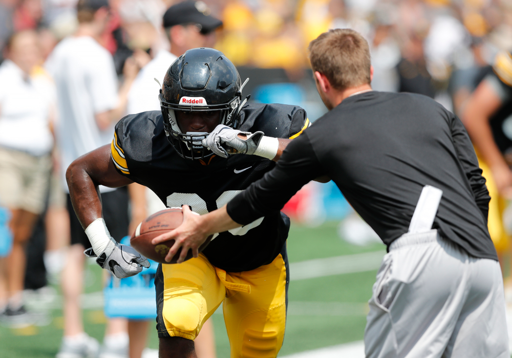 Iowa Hawkeyes running back Henry Geil (30) during Kids Day Saturday, August 11, 2018 at Kinnick Stadium. (Brian Ray/hawkeyesports.com)