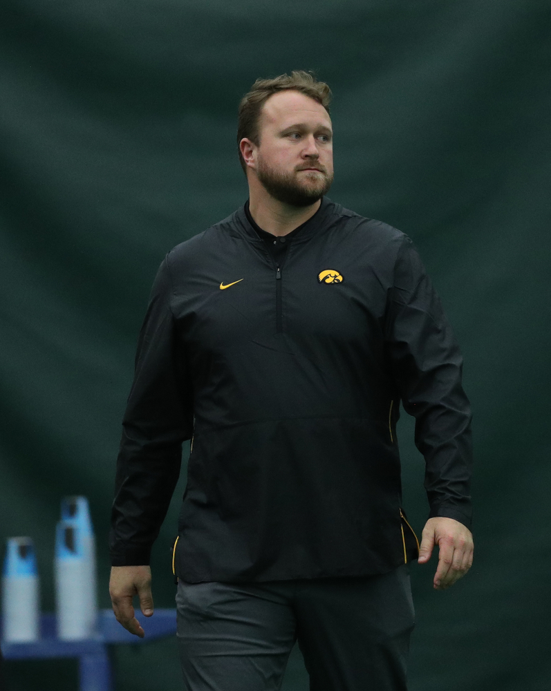 Iowa's throws coach Eric Werskey during the weight throw Friday, January 11, 2019 at the Hawkeye Tennis and Recreation Center. (Brian Ray/hawkeyesports.com)