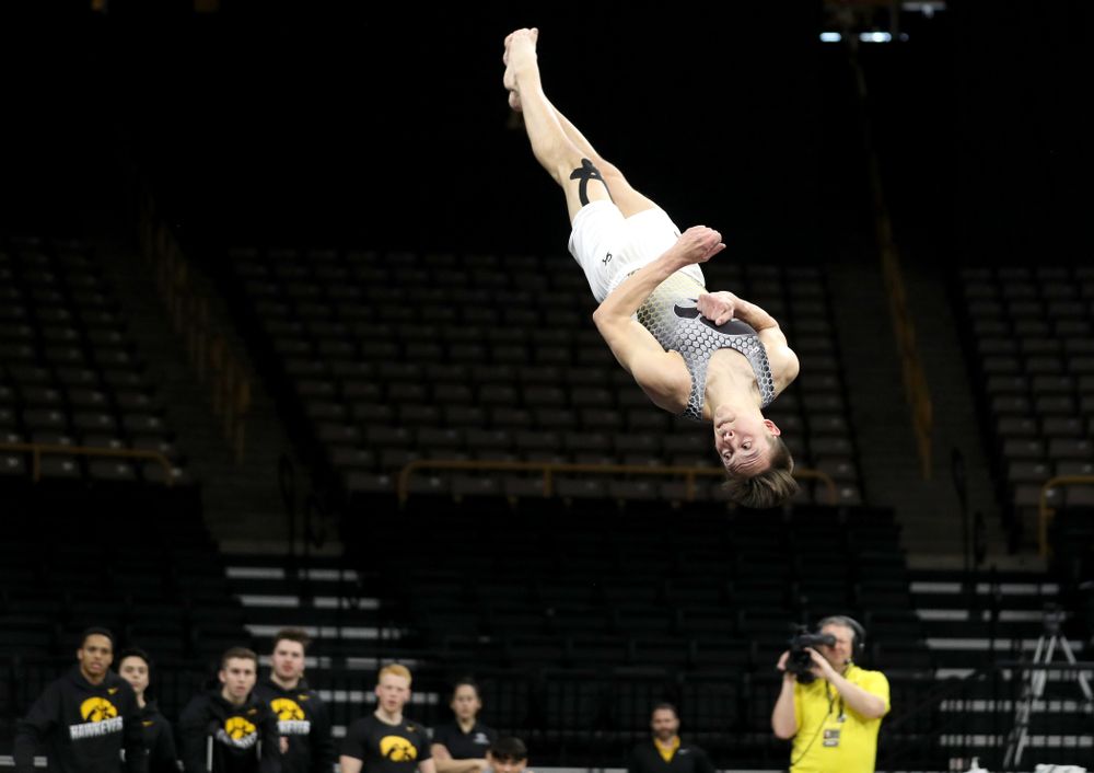 Iowa’s Kulani Taylor competes on the floor against Illinois Sunday, March 1, 2020 at Carver-Hawkeye Arena. (Brian Ray/hawkeyesports.com)
