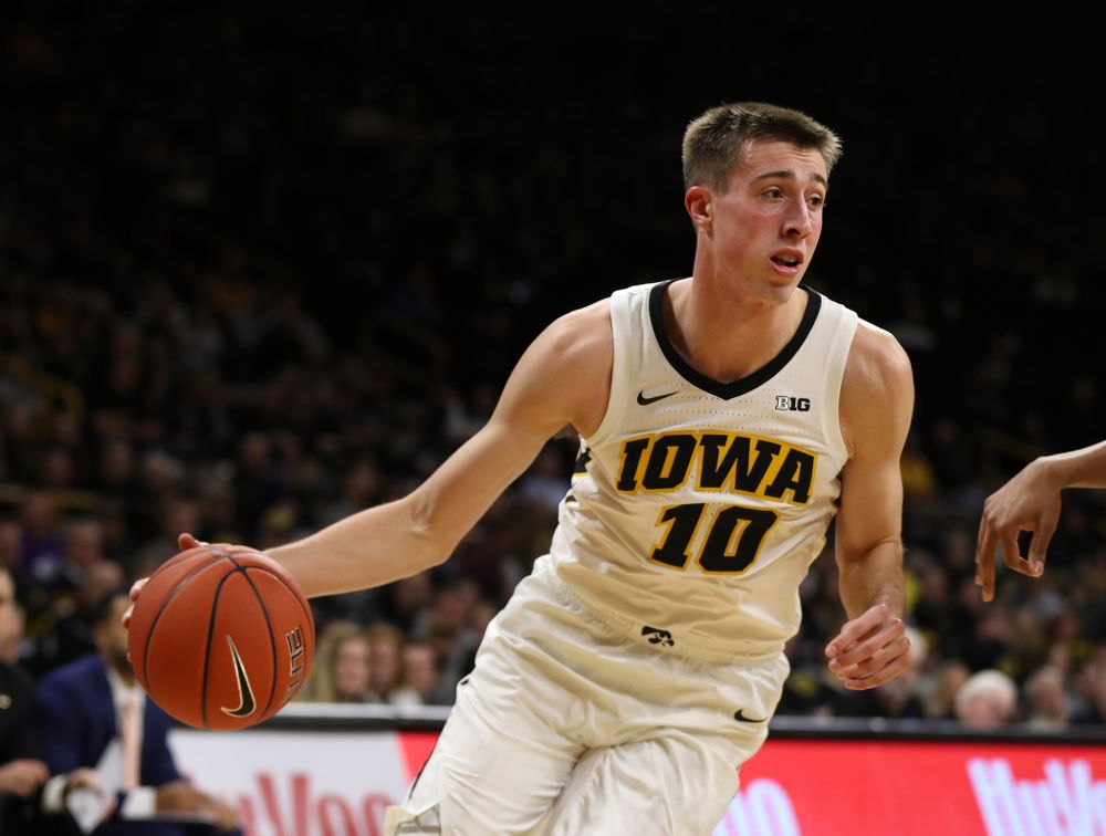 Iowa Hawkeyes guard Joe Wieskamp (10) against the Western Carolina Catamounts Tuesday, December 18, 2018 at Carver-Hawkeye Arena. (Brian Ray/hawkeyesports.com)