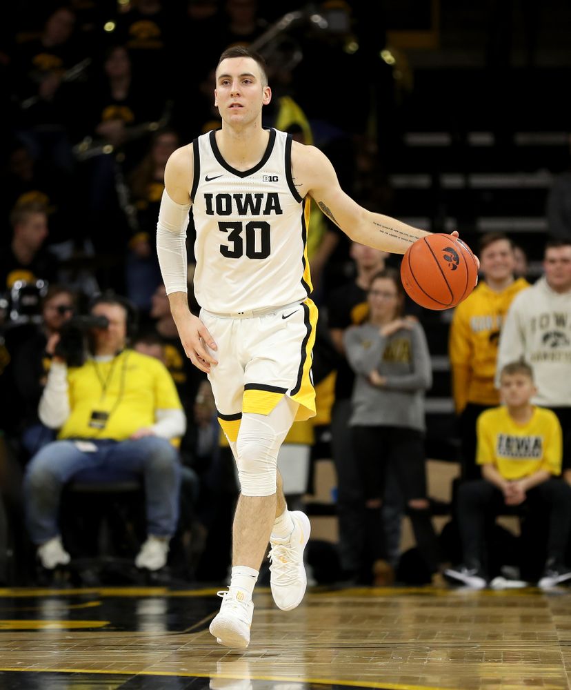 Iowa Hawkeyes guard Connor McCaffery (30) against the Michigan Wolverines Friday, January 17, 2020 at Carver-Hawkeye Arena. (Brian Ray/hawkeyesports.com)