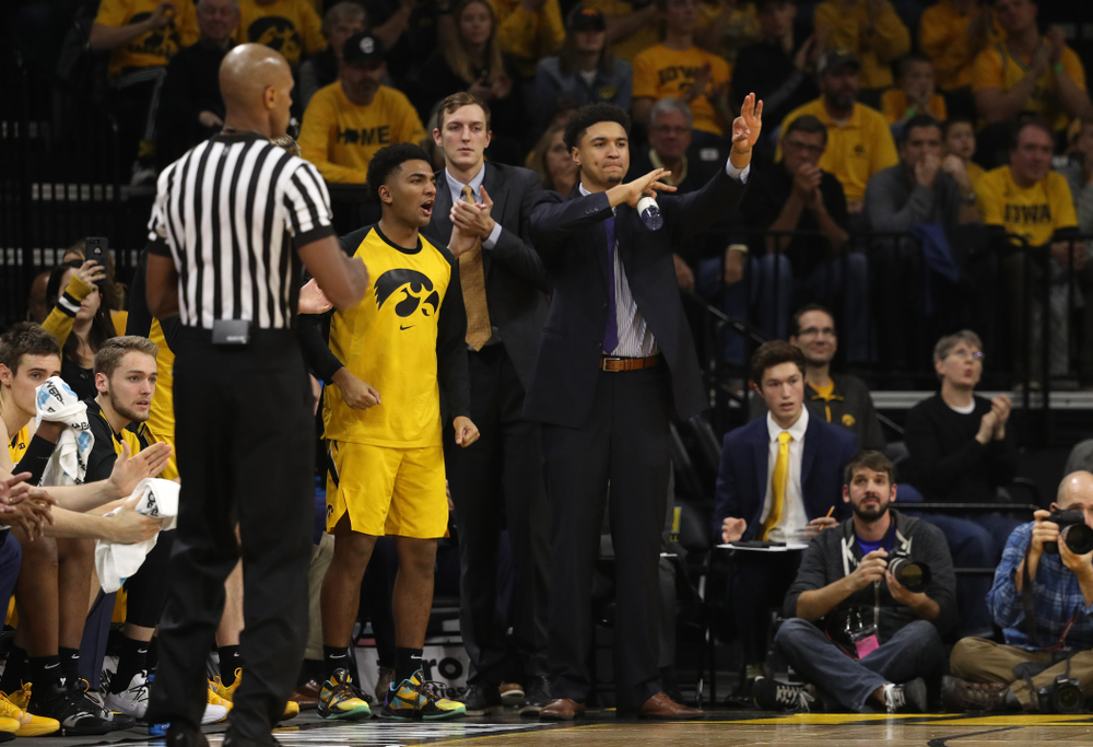 Iowa Hawkeyes forward Cordell Pemsl (35) against the Wisconsin Badgers Friday, November 30, 2018 at Carver-Hawkeye Arena. (Brian Ray/hawkeyesports.com)