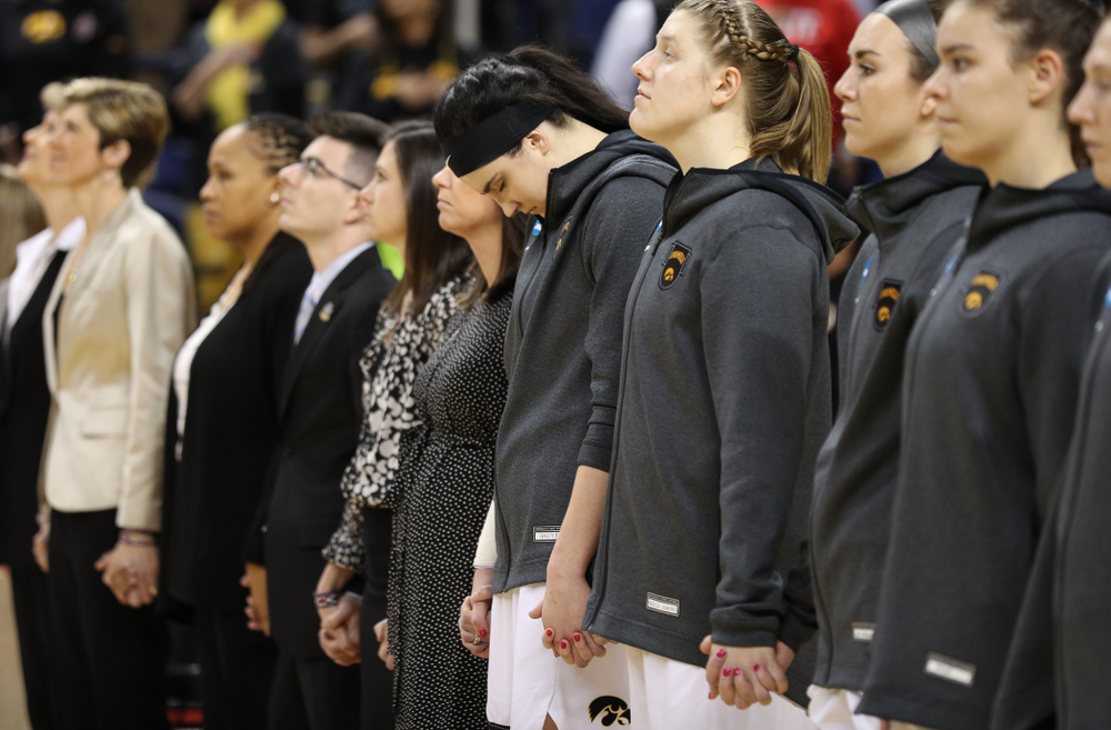 Iowa Hawkeyes forward Megan Gustafson (10) against the NC State Wolfpack in the regional semi-final of the 2019 NCAA Women's College Basketball Tournament Saturday, March 30, 2019 at Greensboro Coliseum in Greensboro, NC.(Brian Ray/hawkeyesports.com)