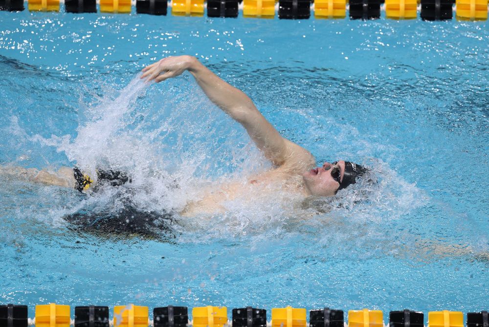 Iowa's Kenneth Mende competes in the 200-yard backstroke during the 2019 Big Ten Men's Swimming and Diving Championships Saturday, March 2, 2019 at the Campus Wellness and Recreation Center. (Brian Ray/hawkeyesports.com)