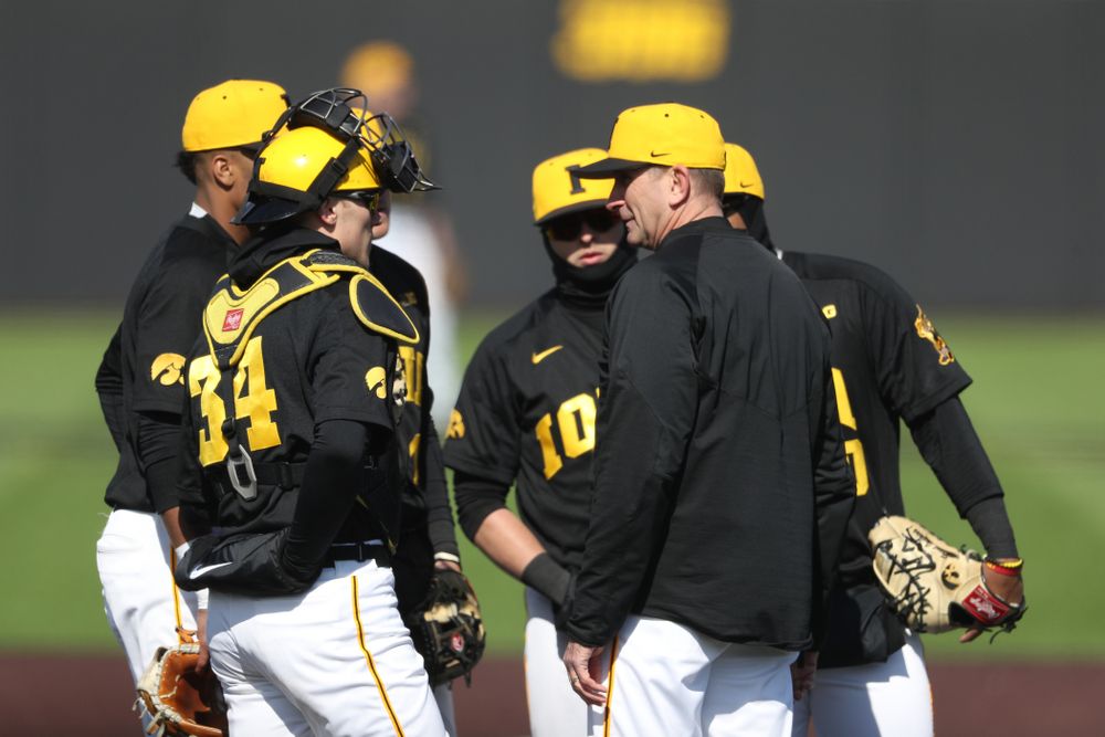 Iowa Hawkeyes head coach Rick Heller against California State Northridge Sunday, March 17, 2019 at Duane Banks Field. (Brian Ray/hawkeyesports.com)
