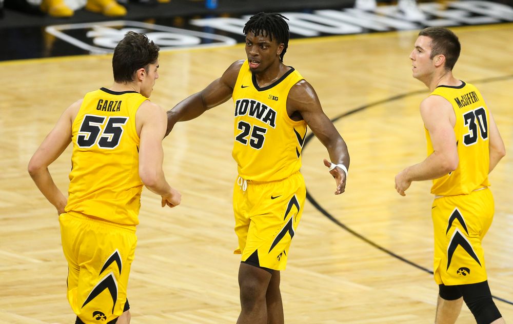 Iowa Hawkeyes forward Tyler Cook (25) reacts after a made basket against Wisconsin on November 30, 2018 at Carver-Hawkeye Arena. (Tork Mason/hawkeyesports.com)