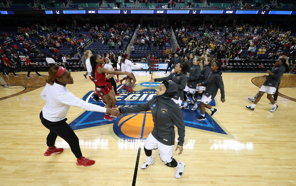 Iowa Hawkeyes guard Tania Davis (11) against the NC State Wolfpack in the regional semi-final of the 2019 NCAA Women's College Basketball Tournament Saturday, March 30, 2019 at Greensboro Coliseum in Greensboro, NC.(Brian Ray/hawkeyesports.com)