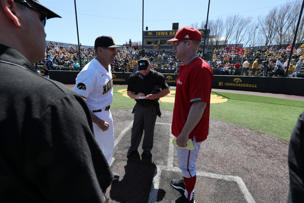 Iowa Hawkeyes head coach Rick Heller against the Nebraska Cornhuskers Saturday, April 20, 2019 at Duane Banks Field. (Brian Ray/hawkeyesports.com)