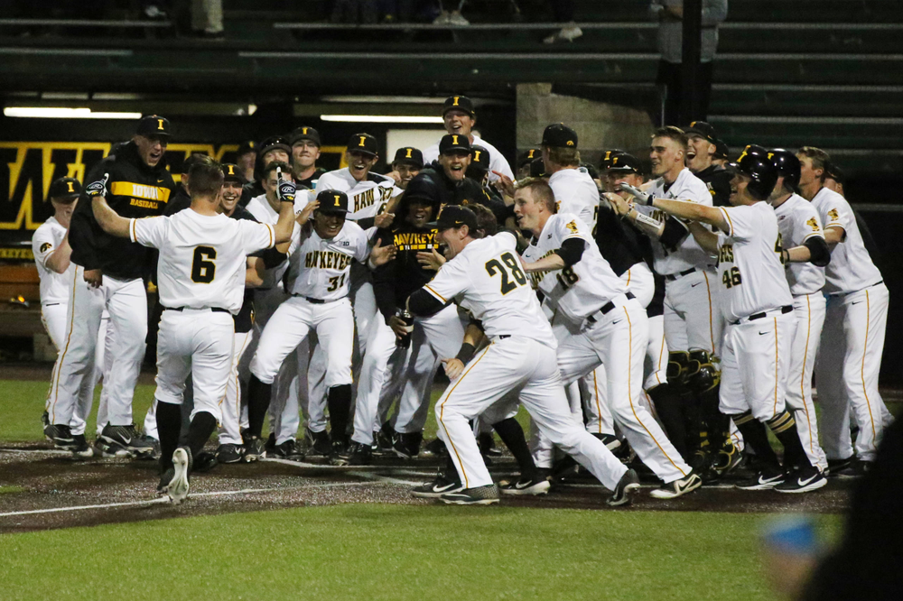 The Iowa baseball team at baseball vs Milwaukee on Tuesday, April 23, 2019 at Duane Banks Field. (Lily Smith/hawkeyesports.com)