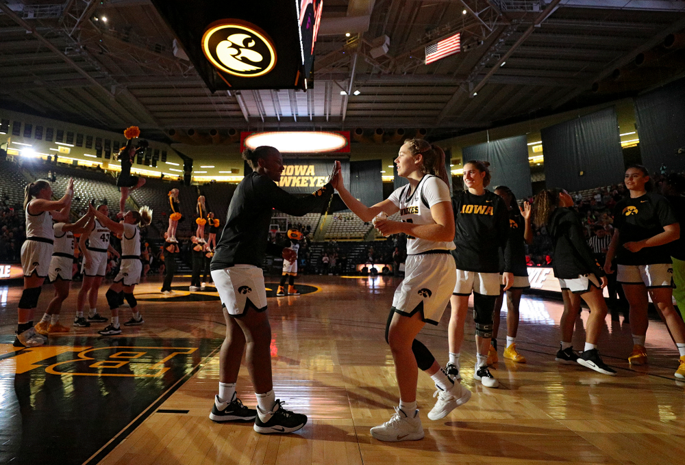 Iowa guard Kathleen Doyle (22) is introduced before their overtime win against Princeton at Carver-Hawkeye Arena in Iowa City on Wednesday, Nov 20, 2019. (Stephen Mally/hawkeyesports.com)