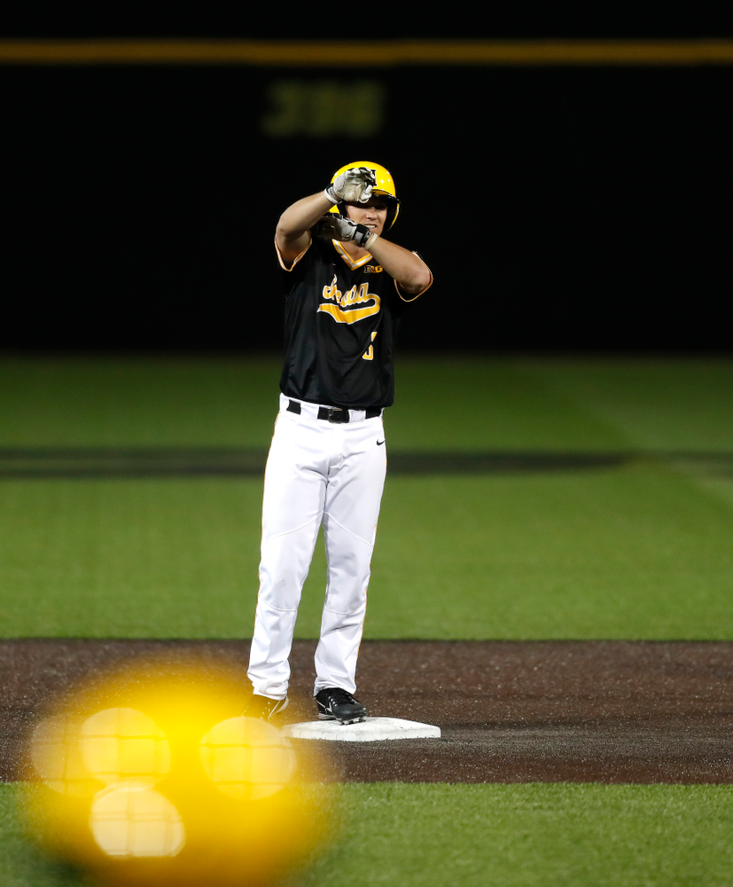 Iowa Hawkeyes infielder Matt Hoeg (3) against Milwaukee Wednesday, April 25, 2018 at Duane Banks Field. (Brian Ray/hawkeyesports.com)