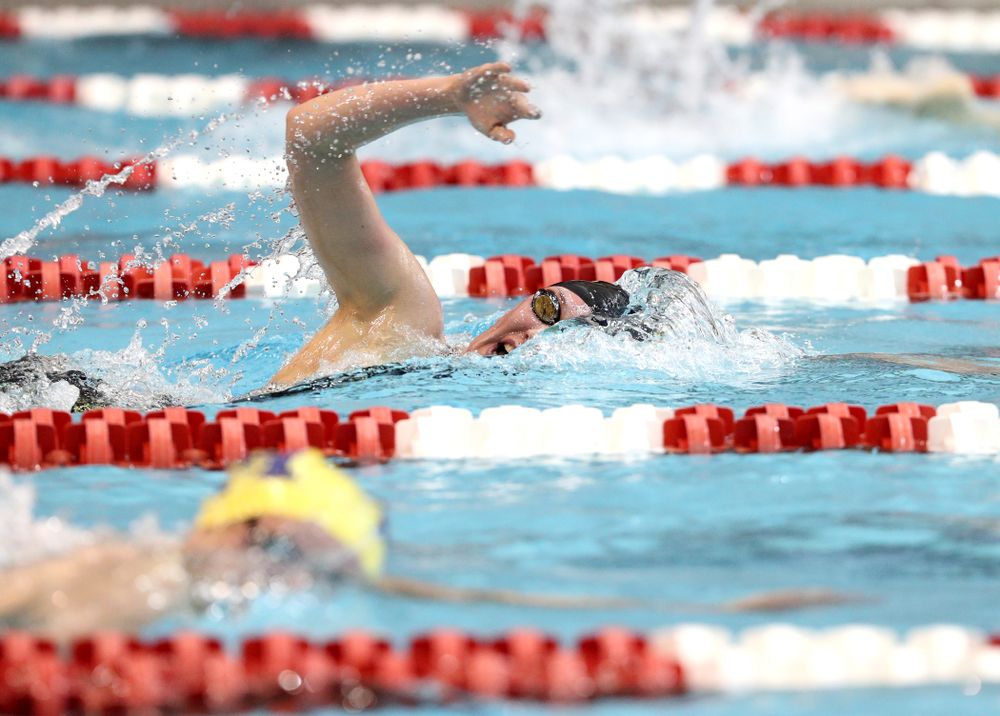 Iowa's Allyssa Fluit swims the 500-yard freestyle during the 2019 Women's Big Ten Swimming and Diving meet Thursday, February 21, 2019 in Bloomington, Indiana. (Brian Ray/hawkeyesports.com)
