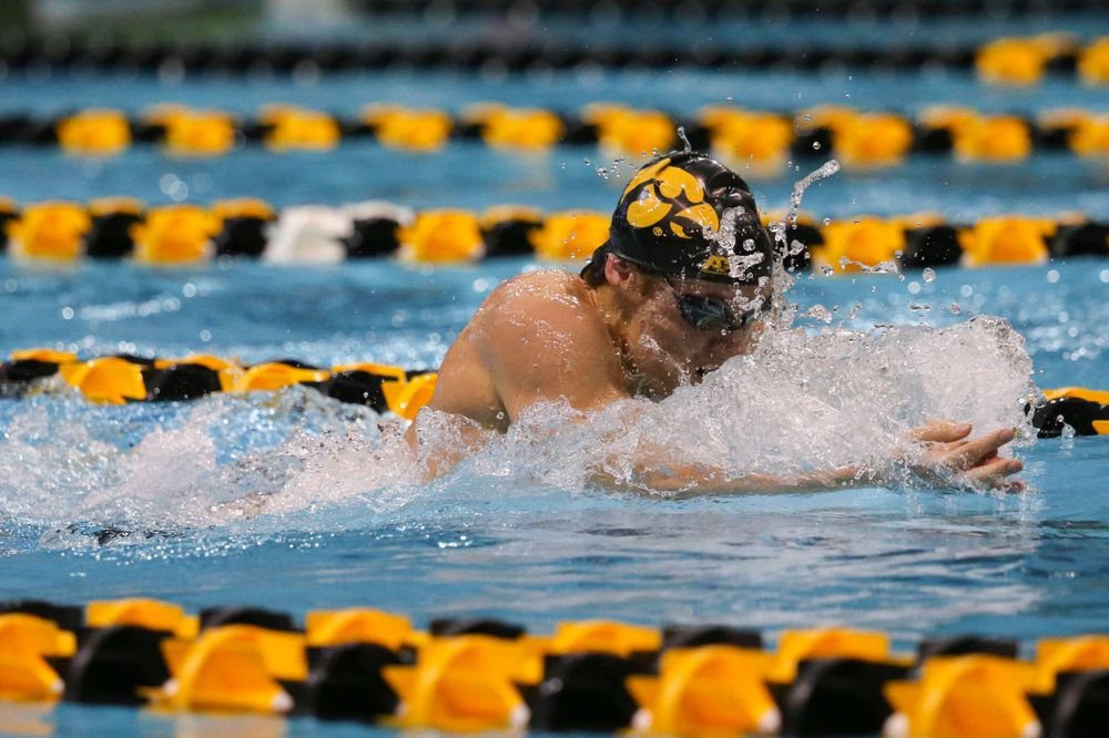 Iowa's Daniel Swanepoel at the 200-yard breaststroke race Saturday, March 2, 2019 at the Campus Recreation and Wellness Center. (Lily Smith/hawkeyesports.com)