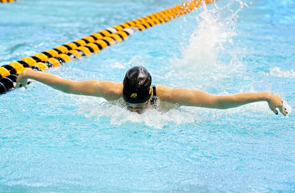 Iowa’s Grace Reeder swims in the women’s 200 yard butterfly preliminary event during the 2020 Women’s Big Ten Swimming and Diving Championships at the Campus Recreation and Wellness Center in Iowa City on Saturday, February 22, 2020. (Stephen Mally/hawkeyesports.com)