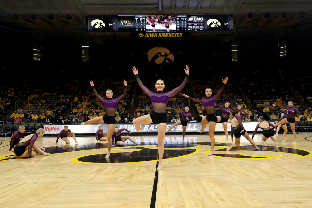 The Iowa Dance Team performs their Jazz Routine at halftime of the Iowa Hawkeyes game against Maryland Thursday, January 9, 2020 at Carver-Hawkeye Arena. (Brian Ray/hawkeyesports.com)