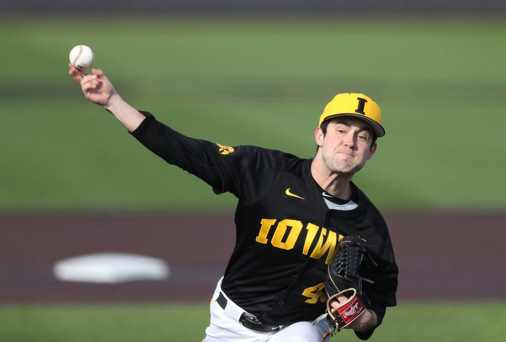 Iowa Hawkeyes Duncan Davitt (44) against California State Northridge Sunday, March 17, 2019 at Duane Banks Field. (Brian Ray/hawkeyesports.com)