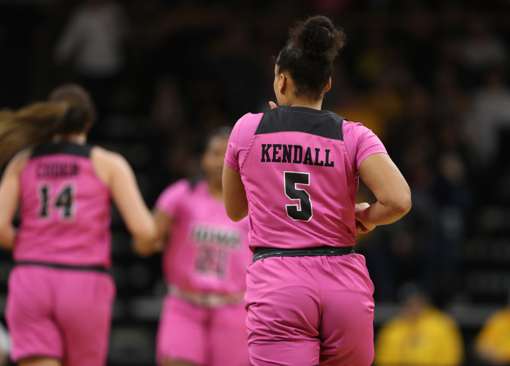 Iowa Hawkeyes guard Alexis Sevillian (5) against the Wisconsin Badgers Sunday, February 16, 2020 at Carver-Hawkeye Arena. (Brian Ray/hawkeyesports.com)