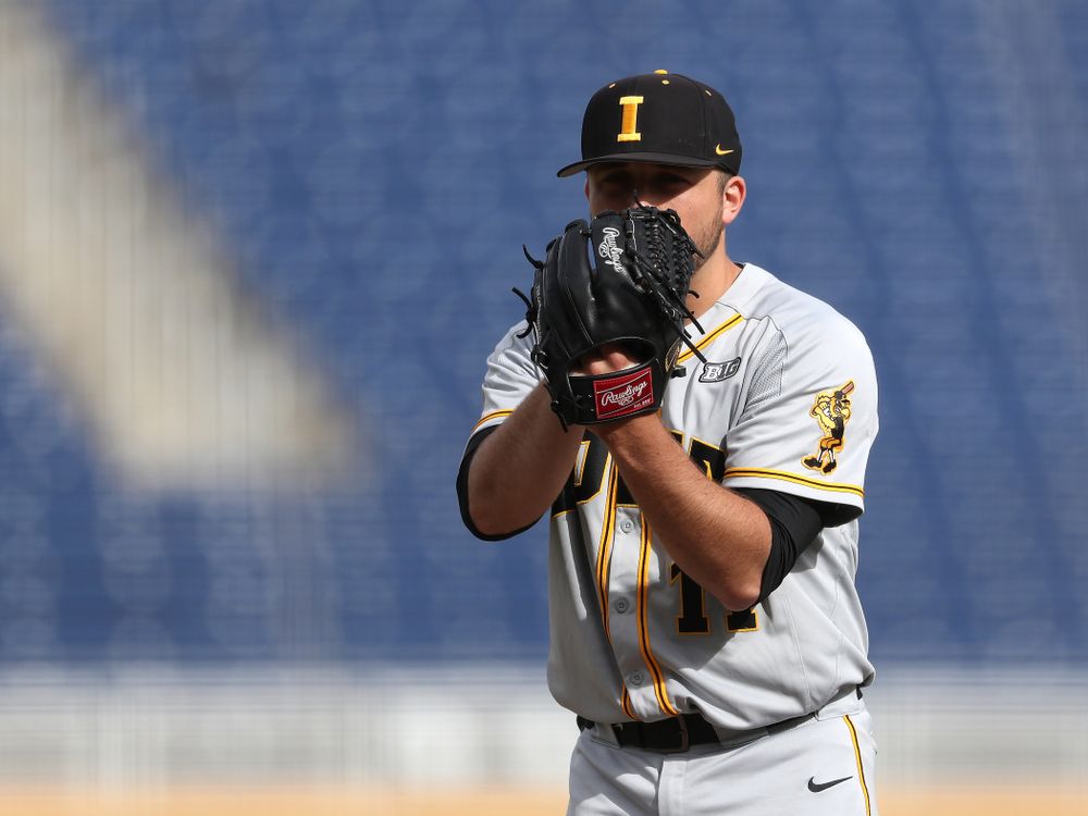 Iowa Hawkeyes Cole McDonald (11) against the Indiana Hoosiers in the first round of the Big Ten Baseball Tournament Wednesday, May 22, 2019 at TD Ameritrade Park in Omaha, Neb. (Brian Ray/hawkeyesports.com)