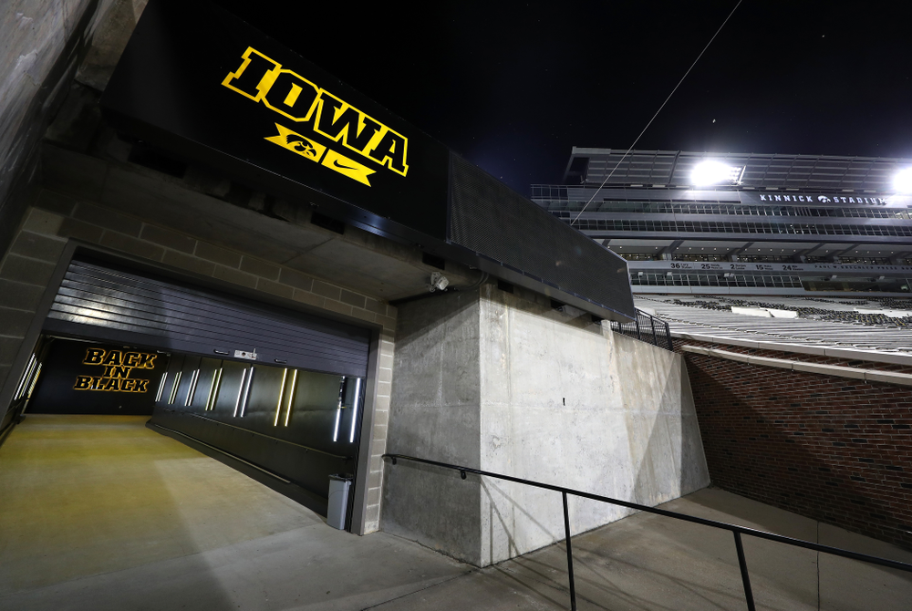 The Hawkeye Football Team sees the updates to their entrance tunnel at Kinnick Stadium for the first time Thursday, August 22, 2019 in Iowa City. (Brian Ray/hawkeyesports.com)