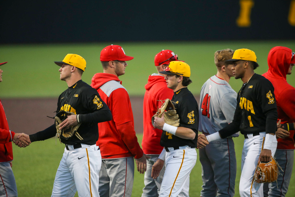The Iowa baseball team at the game vs. Bradley on Tuesday, March 26, 2019 at (place). (Lily Smith/hawkeyesports.com)