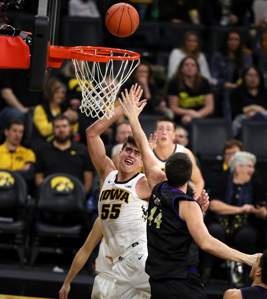 Iowa Hawkeyes forward Luka Garza (55) against the Western Carolina Catamounts Tuesday, December 18, 2018 at Carver-Hawkeye Arena. (Brian Ray/hawkeyesports.com)