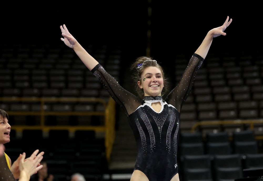 Iowa’s Bridget Killian competes on the beam against Michigan State Saturday, February 1, 2020 at Carver-Hawkeye Arena. (Brian Ray/hawkeyesports.com)