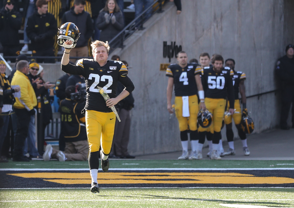 Iowa Hawkeyes punter Michael Sleep-Dalton (22) during Senior Day festivities before their game against the Illinois Fighting Illini Saturday, November 23, 2019 at Kinnick Stadium. (Brian Ray/hawkeyesports.com)