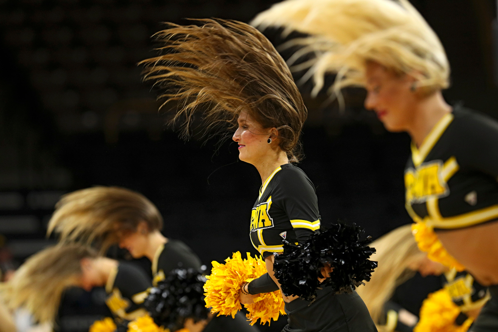The Iowa Dance Team performs during the second quarter of their game against Winona State at Carver-Hawkeye Arena in Iowa City on Sunday, Nov 3, 2019. (Stephen Mally/hawkeyesports.com)