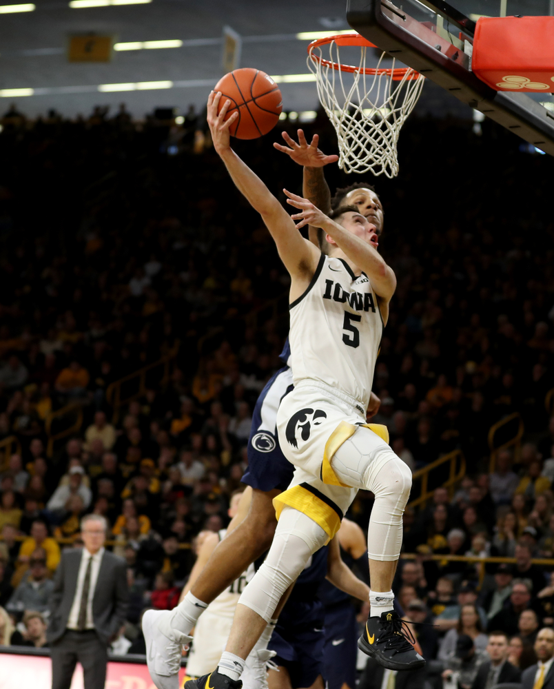 Iowa Hawkeyes guard CJ Fredrick (5) against Penn State Saturday, February 29, 2020 at Carver-Hawkeye Arena. (Brian Ray/hawkeyesports.com)