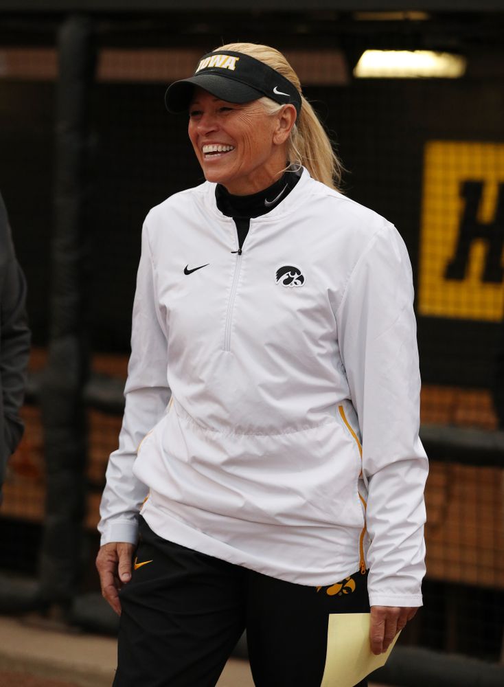 Iowa Hawkeyes head coach Renee Gillispie against Western Illinois Wednesday, March 27, 2019 at Pearl Field. (Brian Ray/hawkeyesports.com)