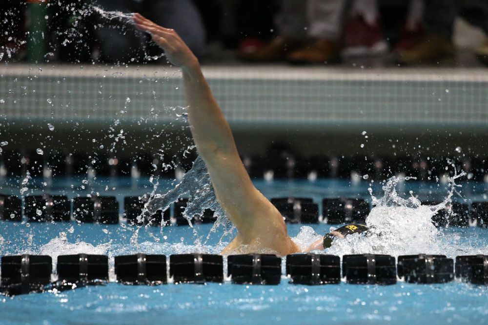The Iowa A team competes in the 800-yard freestyle relay at the 2019 Big Ten Swimming and Diving meet Wednesday, February 27, 2019 at the Campus Wellness and Recreation Center. (Lily Smith/hawkeyesports.com)