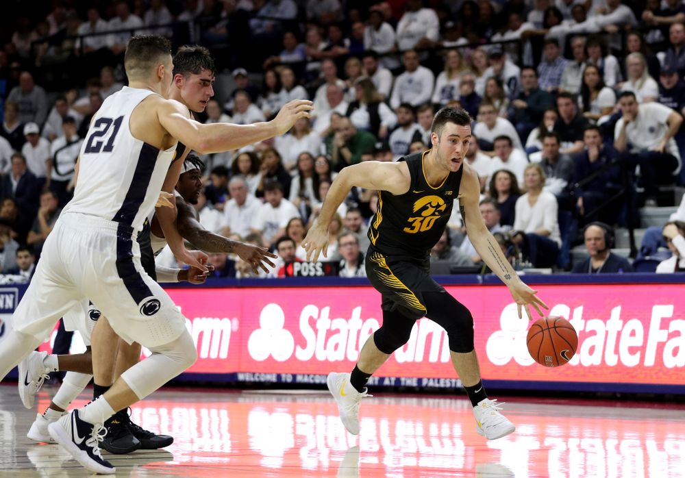 Iowa Hawkeyes guard Connor McCaffery (30) against Penn State Saturday, January 4, 2020 at the Palestra in Philadelphia. (Brian Ray/hawkeyesports.com)
