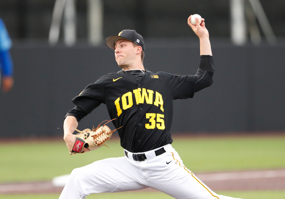 Cam Baumann against the Ontario Blue Jays Friday, September 21, 2018 at Duane Banks Field. (Brian Ray/hawkeyesports.com)